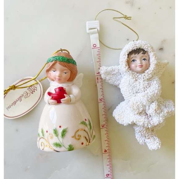 Christmas Angel Ornaments, Set of 2, Child Angels with Bell - Picture 10 of 12